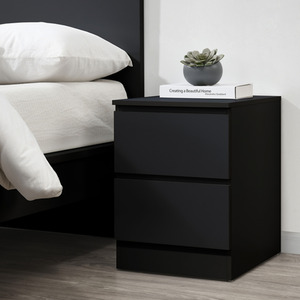 3 Piece Furniture Set Chest of Drawers Bedside Tables Birlea Oslo - Black by Birlea