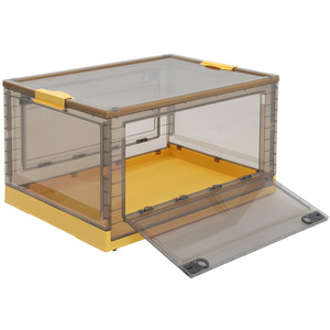 Set of 3 Foldable Storage Boxes with Wheels - Yellow by Livingandhome