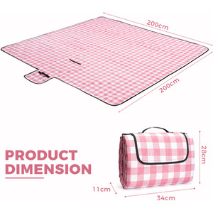 Picnic Blanket Beach Mat Outdoor Rug - Red / 200cm