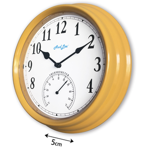 Pololio Wall Clock with Thermometer - Mustard Yellow by Audlee