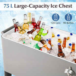 Rolling Ice Chest - Grey by Costway