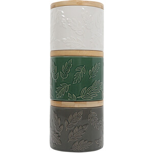 Botanical Ceramic Stacking Canister - Green / Small