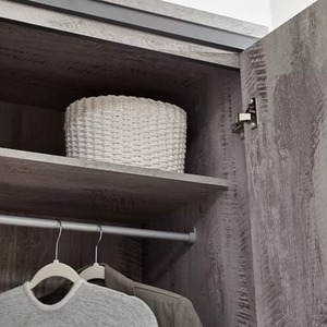 Oak 3 Piece Set 2 Door Wardrobe 4 Drawer Cabinet Bedside Table - Grey by Wyld and Coco