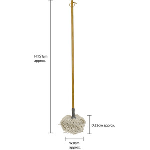 JVL Retro Natural Bamboo String Floor Mop - Brown by JVL