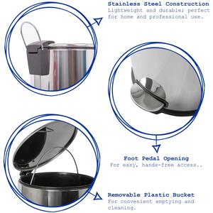 Round Stainless Steel Kitchen Pedal Bin - 30L by Harbour Housewares