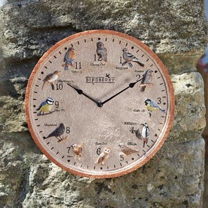 Bird Garden Wall Clock - Cream & Orange by Garden Mile