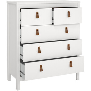 Barcelona 3 Piece Bedroom Set - White / 1 x 2-drawer bedside, 1 x 5-drawer chest of drawers and 1 x 3-door wardrobe