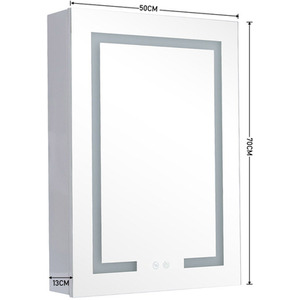 Anti Fog LED Dimmable Mirror Cabinet With Shaver Socket - White / 50cm by Livingandhome