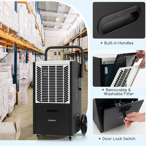 Industrial Dehumidifier with 4 Wheels - White by Costway