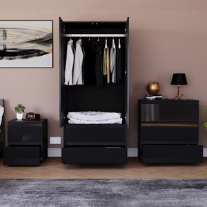 Vida Designs Glinton 3 Piece FSC Certified Bedroom Set - Black by Vida Designs