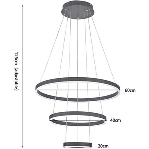 Acrylic Round LED Pendant Light with 3 Rings - Dimmable by Livingandhome