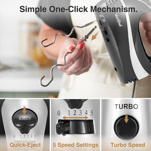 300W Electric Hand Mixer with 3 Attachments by VonShef