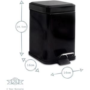 Mismatched Stainless Steel Toilet Brush and Bin Set - Black by Harbour Housewares