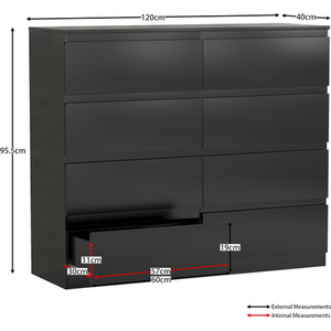 Denver Bedroom Set (2 Drawer Bedside(x2), 8 Drawer Chest, 2 Door Wardrobe) by Vida Designs