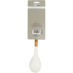 Retreat Silicone Soup Ladle with Wood Handle - White and Wood