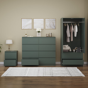 Denver Bedroom Set (2 Drawer Bedside, 8 Drawer Chest, 2 Door 2 Drawer Wardrobe) by Vida Designs
