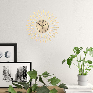 Crystal Sun-Shaped Wall Clock - Gold by Livingandhome