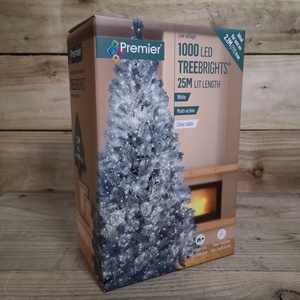 25M Premier Christmas Lights with Timer Clear Cable 1000 Cool White LEDs - Cool White by Samuel Alexander