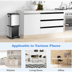 32 L Recycle Pedal Bin-Silver - Silver by Costway