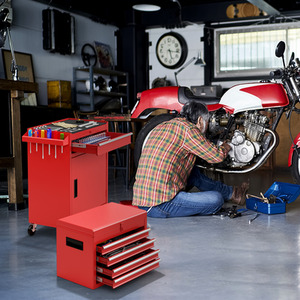 2-in-1 Rolling Tool Cabinet - Red by Costway