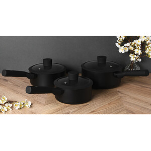 Ayano Soft Touch Non Stick Saucepan Set - Black / 11.5cm by Kitchenmaster