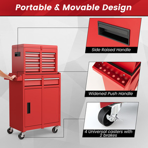 2-in-1 Rolling Tool Cabinet - Red by Costway