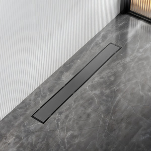Rectangular Stainless Steel Floor Shower Drain - Black / 60cm by komore