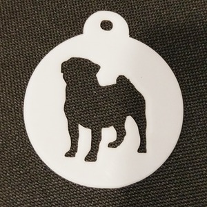 Dog Themed Coffee Stencil - White / Pug Style 2 by Pet Mirrors