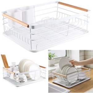 Iron Dish Drainer Drip Tray - White by Livingandhome