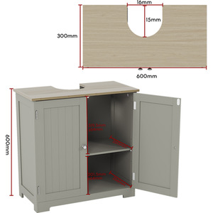 Priano 2 Door Under Sink Cabinet - Grey by Vida Designs