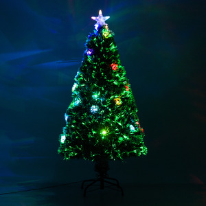 HOMCOM Artificial Christmas Xmas Tree with LED Snowflake - Green / 4ft by HOMCOM