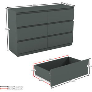 Denver Bedroom Set (2 Drawer Bedside, 6 Drawer Chest, 2 Door 2 Drawer Wardrobe) by Vida Designs