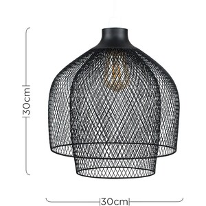 Retro Matt Black Mesh Design 2 Tier Ceiling Pendant Light Shade - Black by ValueLights