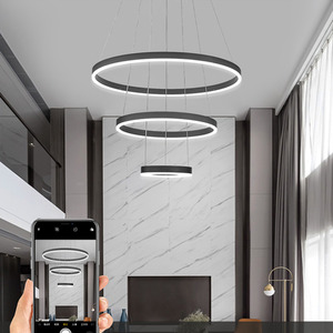 Acrylic Round LED Pendant Light with 3 Rings - White Light by Livingandhome