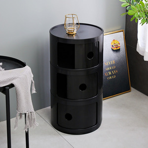 Round Beside Table Filling Cabinet Chest Unit Stockable - Black / 3 by Livingandhome