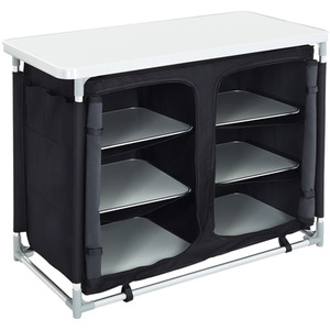 Foldable Camping Kitchen Storage Cabinet with Tabletop - Black by Livingandhome