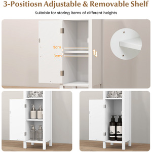 Bathroom Floor Cabinet Storage Cabinet - White by Costway