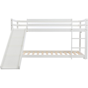 Bunk Bed for Kids with Adjustable Ladder and Slide - White by Abrihome
