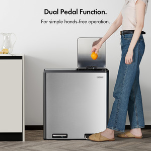 2 Compartment Stainless Steel Recycling Pedal Bin - Silver by VonHaus