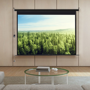 Large Electric Motorized Projector Screen - Black / 72 Inches by Livingandhome