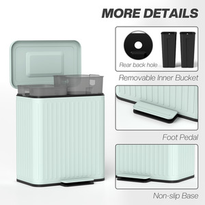 HOMCOM Dual 20L Kitchen Double Bin with Soft-Close Lid by HOMCOM