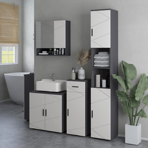 kleankin Under Sink Cabinet with Shelf Light Grey - Light Grey by kleankin