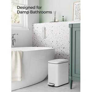 SONGMICS Slim Pedal Bathroom Bin with Soft Close - White by SONGMICS