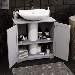 Priano 2 Door Under Sink Cabinet - Light Grey by Vida Designs