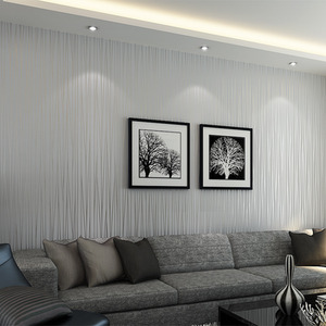 Minimalist Non-Woven Silky Striped Embossed Wallpaper Living Room - Silver Grey by Livingandhome