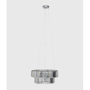 Elegant 5 Way Tiered Chrome And Clear Crystal Ceiling Light Pendant Fitting - Silver by ValueLights