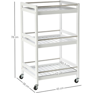 HOMCOM 3 Tier Home Trolley Kitchen Storage Cart - White by HOMCOM