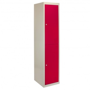 Metal Storage Lockers - Two Doors Flatpacked - Red by Monstershop