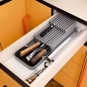 Compact Cutlery Fork Utensil Storage Organiser Kitchen Inserted Drawer Tray - Grey by Livingandhome