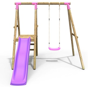 Wooden Swing Set with Slide by Rebo